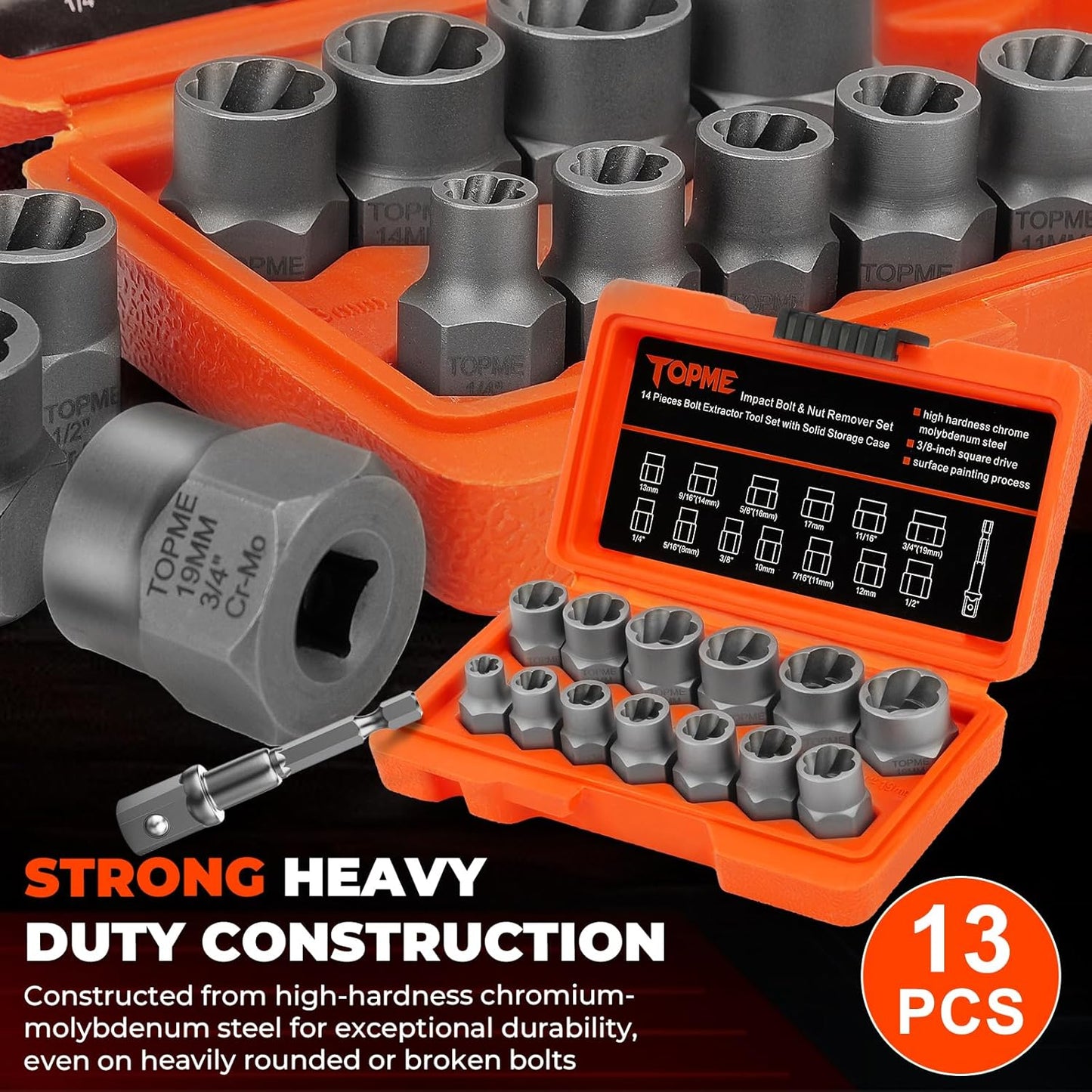 Bolt Extractor Kit, 13+1 Piece – Professional Bolt & Nut Removal Solution