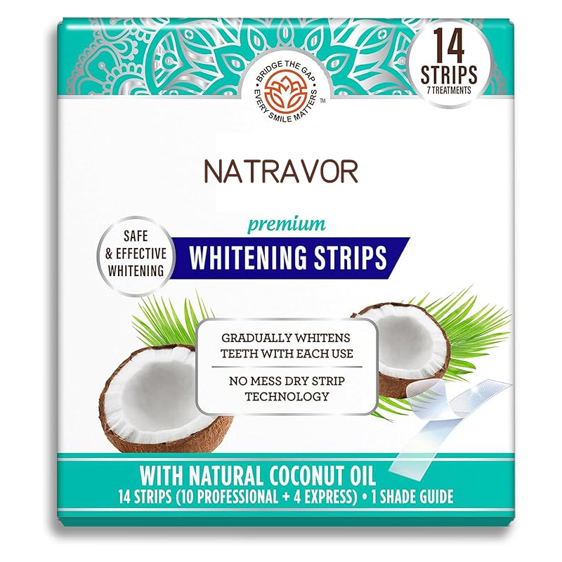 NATRAVOR Teeth Whitening Strips - 16-Day Treatment with Non-Slip, Dry Strip Technology - Whitening Designed with Care for a Brighter Smile