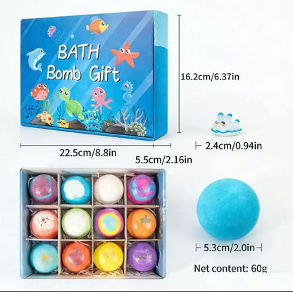 12 Bath Bombs + Surprise Ocean Toys Inside (Gift Box)