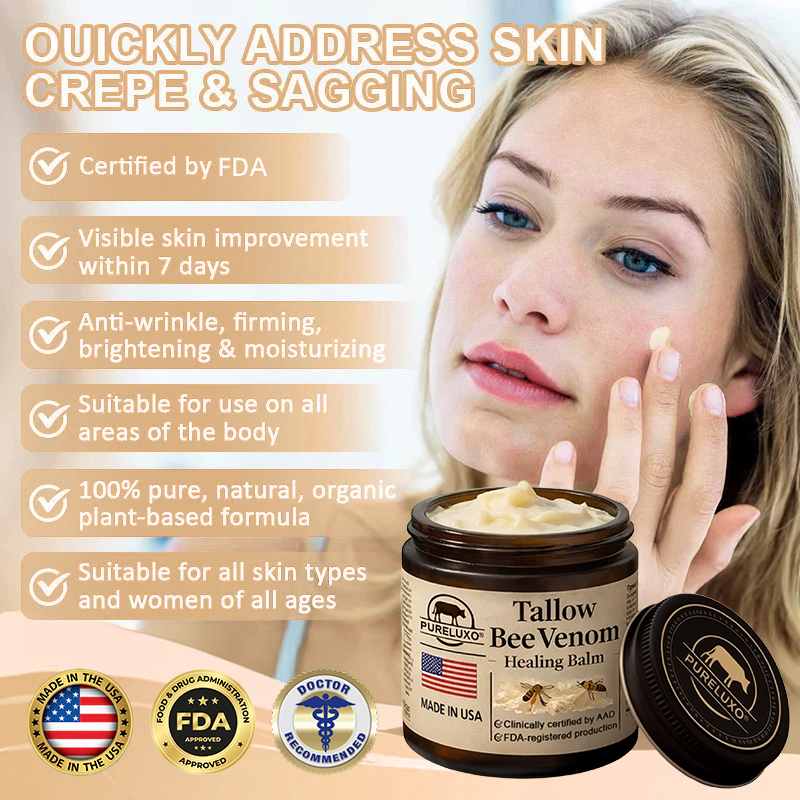 【70% OFF Ends Today】Pureluxo® 🐄Tallow Bee Venom Healing Balm（Targets Bumps, Wrinkles & Stressed Skin — Without Steroids）