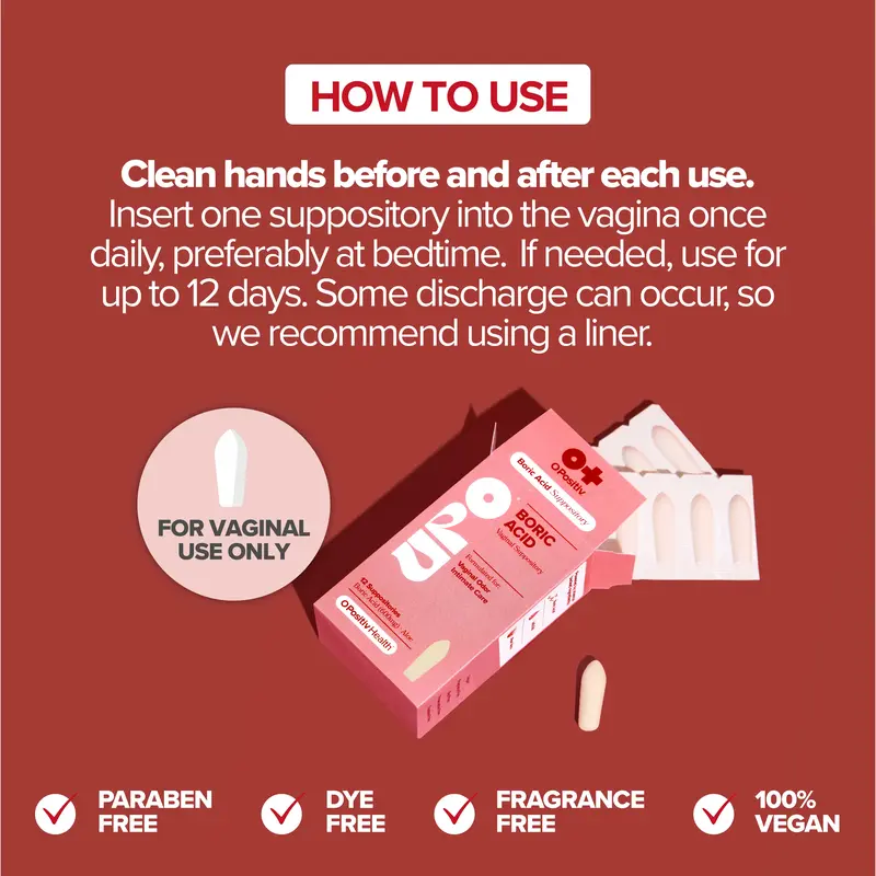 Vaginal Health Suppositories for Women – Boric Acid 600mg, Aloe Infused, Gentle Daily Use, 12 Suppositories, 60-Day Money Back Guarantee