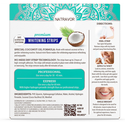 NATRAVOR Teeth Whitening Strips - 16-Day Treatment with Non-Slip, Dry Strip Technology - Whitening Designed with Care for a Brighter Smile