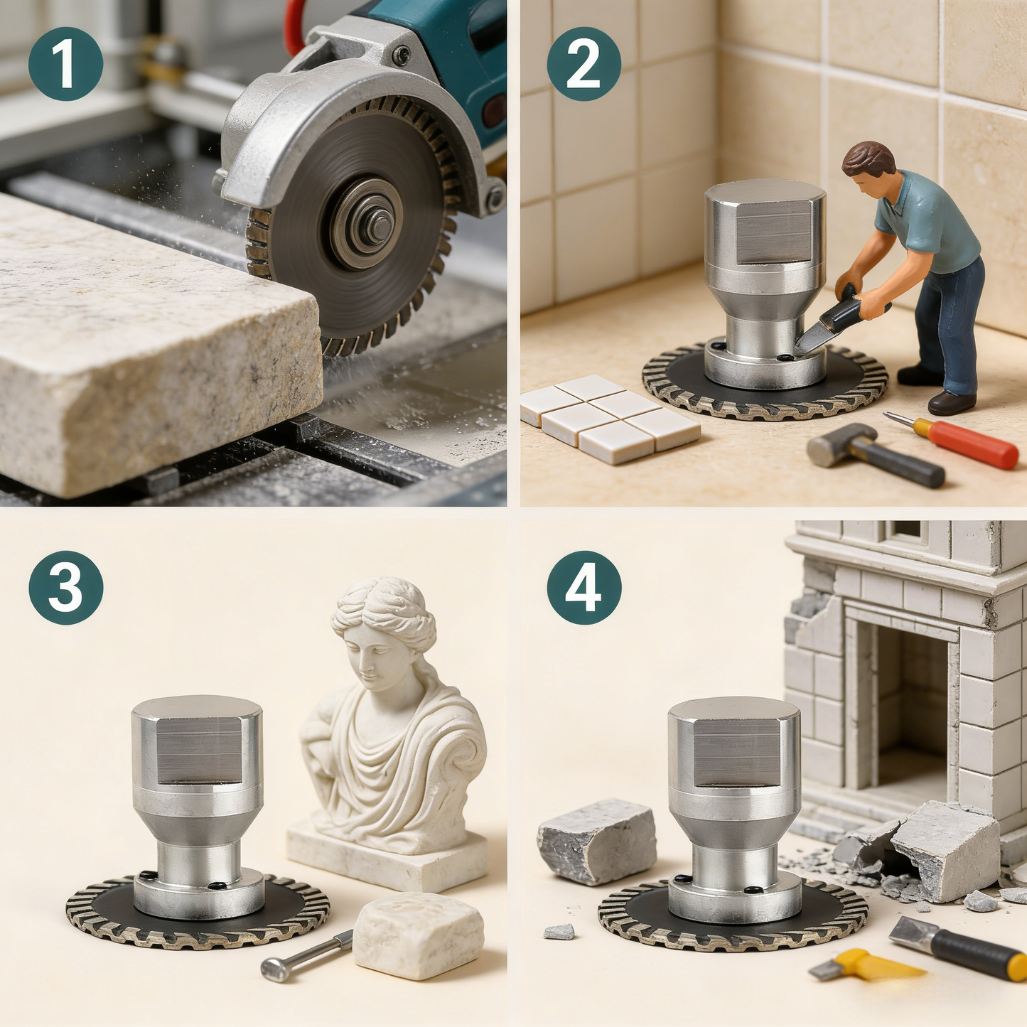 No-Adapter-Needed! 40mm Diamond Cutting Disc with Removable Flange – Fits Dewalt, Makita, Bosch Grinders – Cut Concrete, Stone, Tile Like a Pro