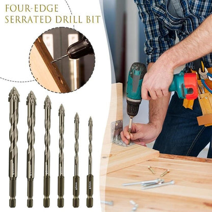 New Four-Flute Sawtooth Eccentric Drill Bit Set (1 Set 6 PCS)