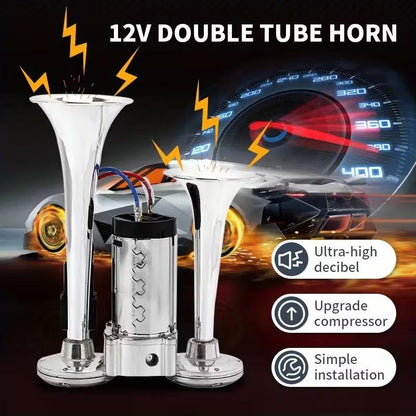 2026 Upgraded 12V 130DB Dual-Tone Air Horn Kit