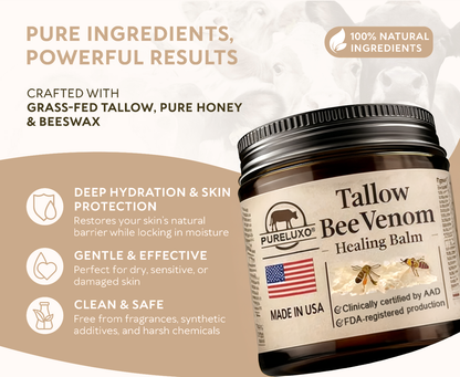 【70% OFF Ends Today】Pureluxo® 🐄Tallow Bee Venom Healing Balm（Targets Bumps, Wrinkles & Stressed Skin — Without Steroids）
