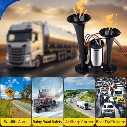 2026 Upgraded 12V 130DB Dual-Tone Air Horn Kit