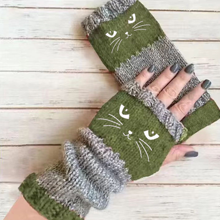 🔥Black Friday Sale Is On Fire！❄️Women’s Knitted Fingerless Gloves with Cute Cat – Cozy, Stylish & Practical Winter Hand Warmers 🐾