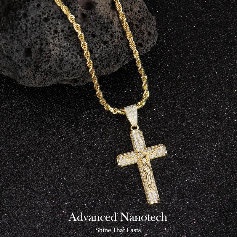 HolyLegend 14K Real Gold-Plated Cuban Link Chain with Jesus Christ Crucifix – A Statement of Faith & Style