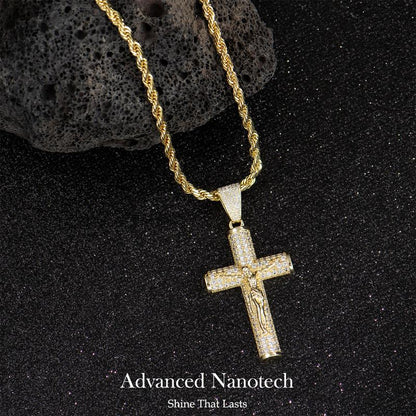 HolyLegend 14K Real Gold-Plated Cuban Link Chain with Jesus Christ Crucifix – A Statement of Faith & Style