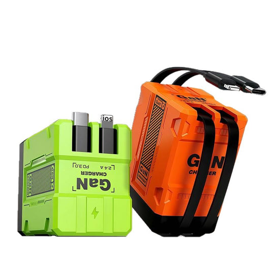 2-in-1 GaN PD3.0 Charger with Retractable Cables（Plug specifications: US standard plug）