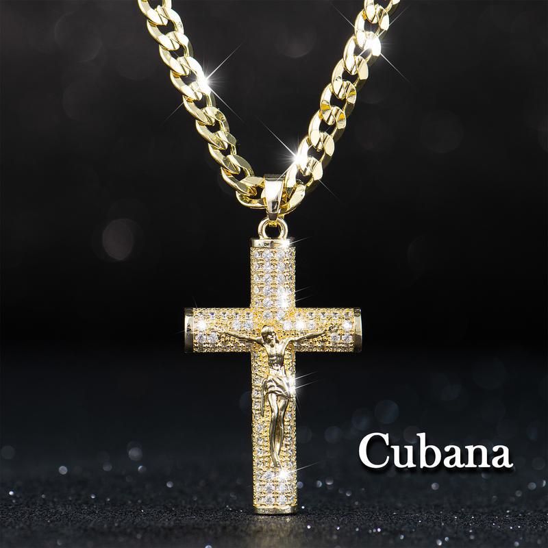 HolyLegend 14K Real Gold-Plated Cuban Link Chain with Jesus Christ Crucifix – A Statement of Faith & Style