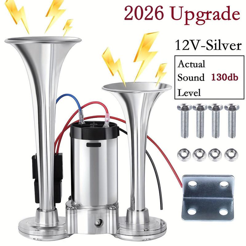 2026 Upgraded 12V 130DB Dual-Tone Air Horn Kit
