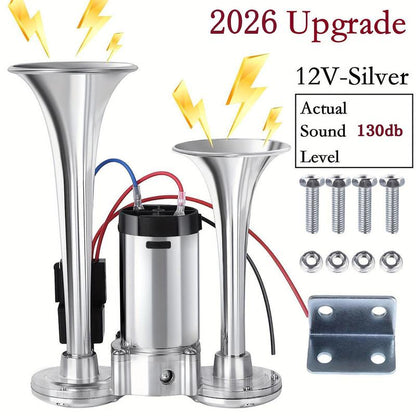 2026 Upgraded 12V 130DB Dual-Tone Air Horn Kit