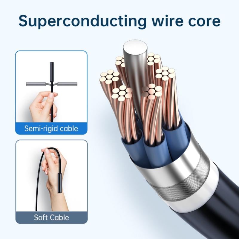 16.4ft Endoscope Camera with Light for iPhone and Android, 1920P HD IP67 Waterproof Borescope with 8 Adjustable LED Lights, Semi-Rigid Snake Camera, 7.9mm Black, Diagnostic Tool