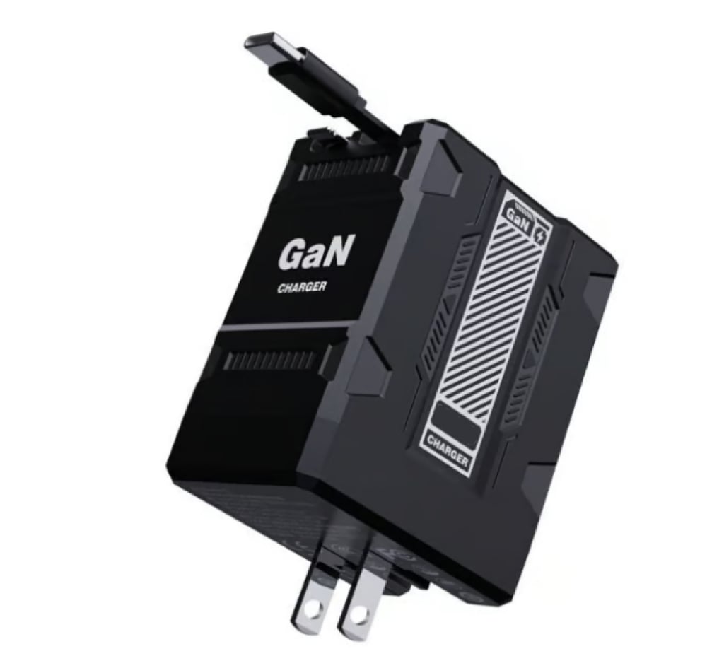 2-in-1 GaN PD3.0 Charger with Retractable Cables（Plug specifications: US standard plug）