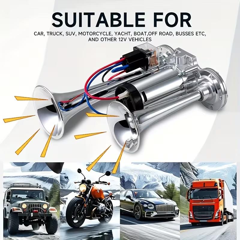 2026 Upgraded 12V 130DB Dual-Tone Air Horn Kit