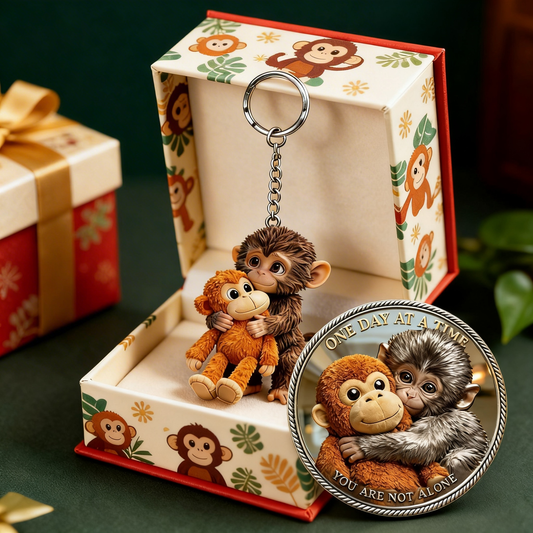 🐵3D Viral Punch Monkey Keychain with Gifts Coin💕- Emotional Gift for Animal Lovers, Family, Friends, Loved Ones🎁