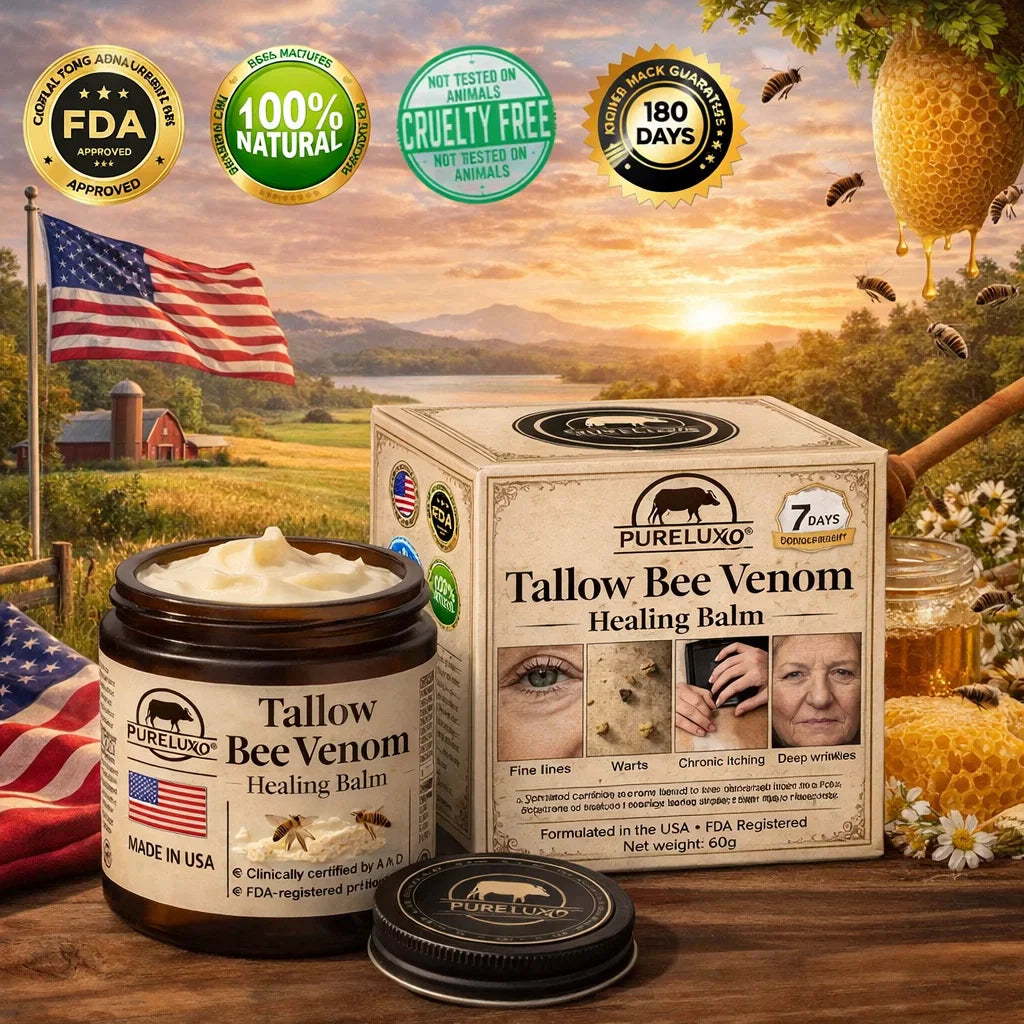 【70% OFF Ends Today】Pureluxo® 🐄Tallow Bee Venom Healing Balm（Targets Bumps, Wrinkles & Stressed Skin — Without Steroids）